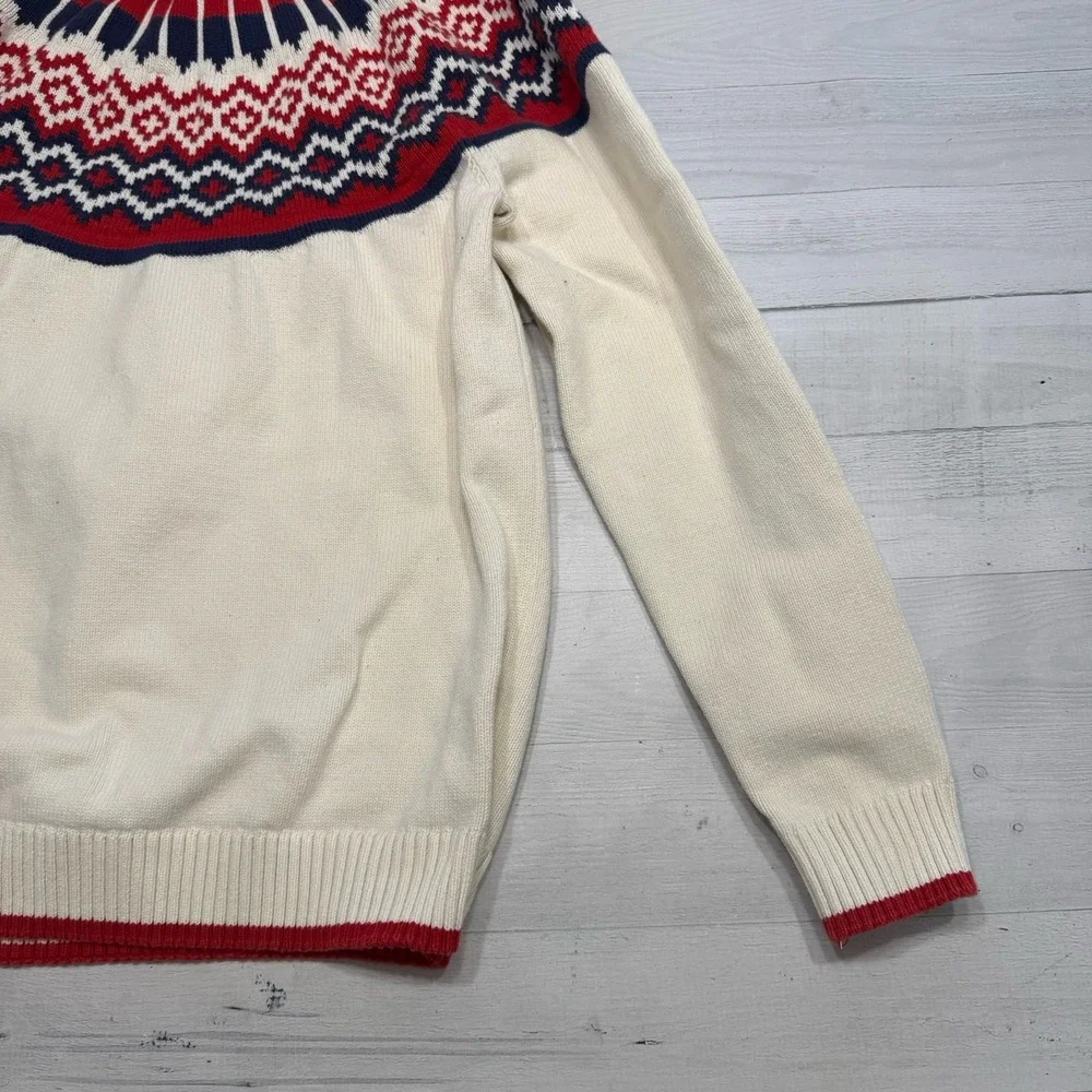 Hanna Andersson fair isle adult sweater navy blue‎ red adult medium